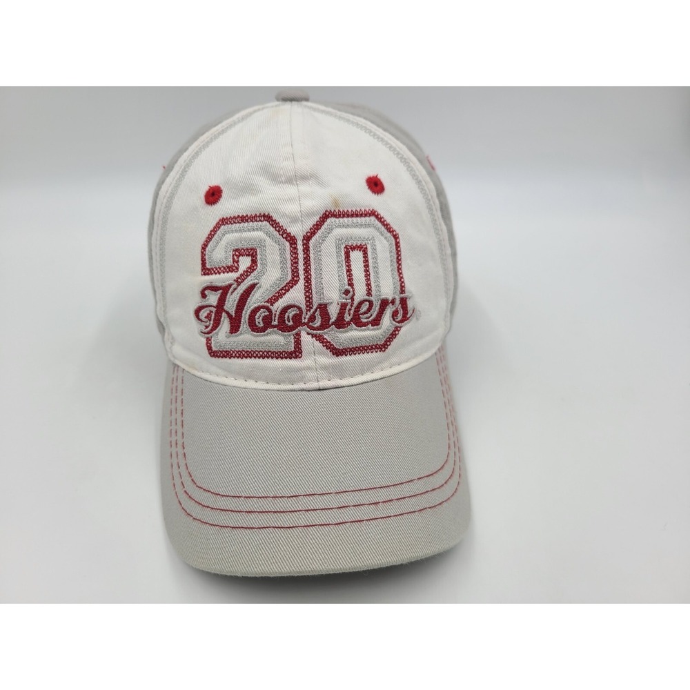 Women Indiana University Hoosiers 20 Signatures Adjustable Hat Cap White Gray